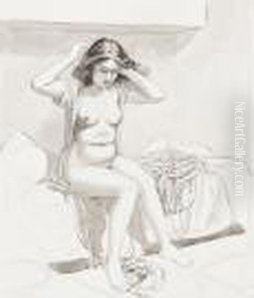 Seated Girl Dressing - view 1