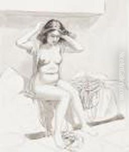 Seated Girl Dressing by John Buckland-Wright