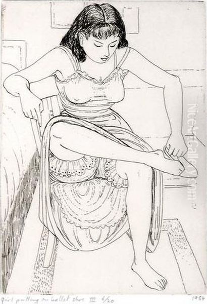 Girl Putting On Shoe I - view 1