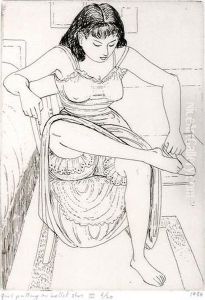 Girl Putting On Shoe I by John Buckland-Wright