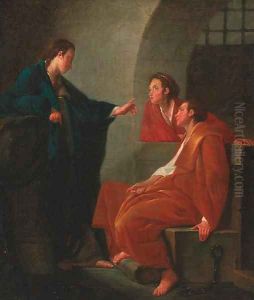 Joseph interpreting the dreams of Pharaoh's butler and baker by Noel Halle