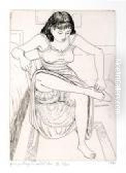 Girl Putting On Shoe - view 1