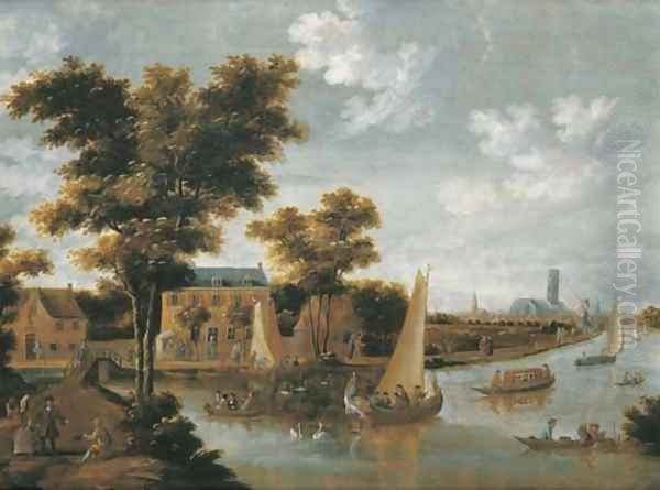 A view of the Zwaenseiland and the river Zwaenhals, Rotterdam, the St. Laurenskerk beyond - view 1