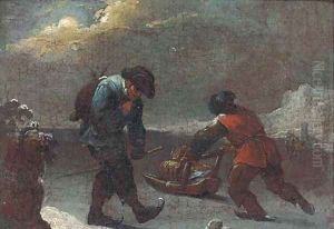 Winter travellers with a slay by Thomas Heeremans