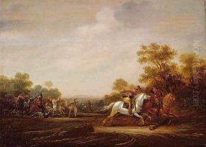 A Skirmish of Cavalry by Abraham van der Hoef