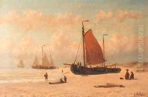 Bomschuiten on the beach of Zandvoort, Noord Holland