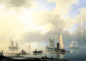 Shipping on a calm sea by Herman Henry Op Der Heijde