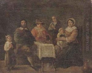 Boars smoking and drinking in a tavern