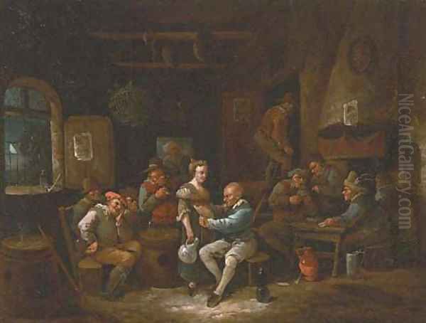 Boors drinking and gambling in a tavern - view 1