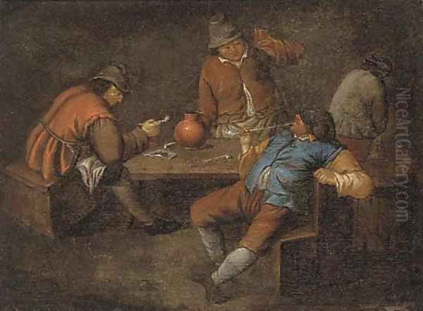 Boors smoking and drinking in a tavern - view 1