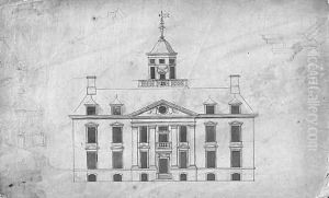 Design for a country house with ogee dome, with subsidiary studies of the dome and entablature by Robert Hooke