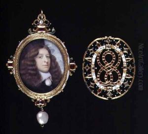 Miniature of an unknown man in a gold and jewelled frame and cover by John Hoskins