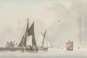 Dutch coastal vessels in a calm Dutch coastal vessels in a calm