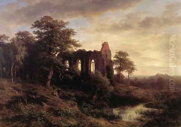Abendlandschaft mit kirchenruine - view 1