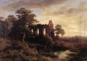 Abendlandschaft mit kirchenruine