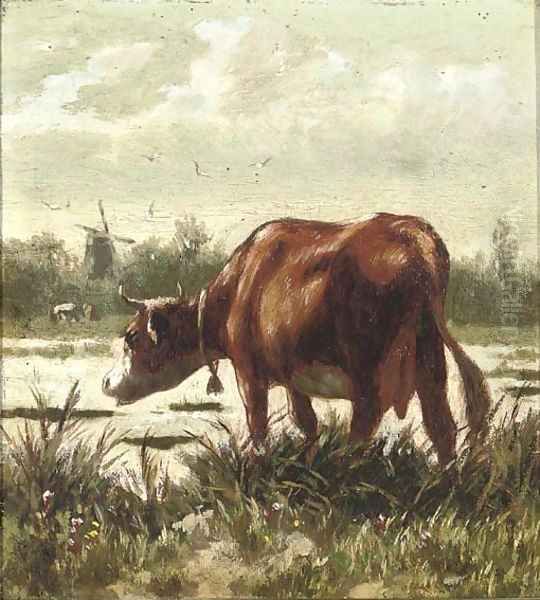 A cow by the water's edge - view 1