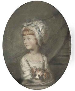 Portrait of a young girl with her dog by Hugh Douglas Hamilton