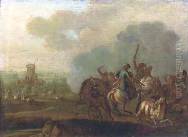 A cavalry skirmish, a fortress beyond - view 1