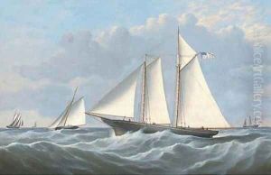 The schooner yacht America to windward of other competitors
