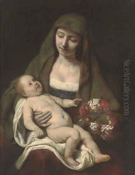 The Virgin and Child with a floral wreath - view 1