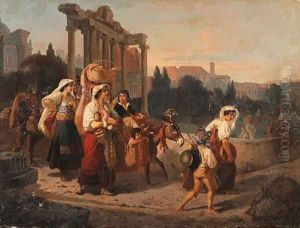 Leaving Rome at dusk by August Von Heckel