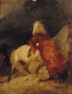 Horses fighting by Charles Hancock