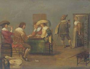 Guardsmen playing tric-trac and drinking in an inn
