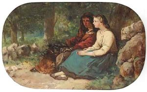 Faggot gatherers chatting in the woods by Frances Anne Hopkins
