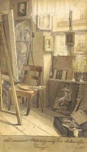 The artist's studio in Rome by Ferdinand Theodor Hildebrandt