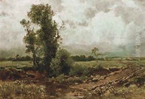 Trees by a ford by Heinrich Sen Hartung