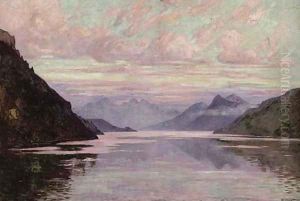 Coucher de soleil sur le Lac de Came by Henri Havet