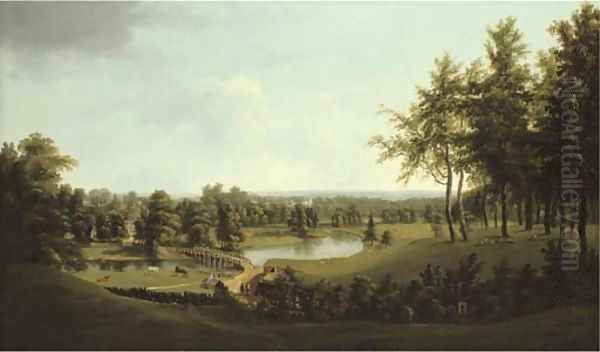 View of a parkland on the Thames, possibly Dorchester House (later Ham Court), near Weybridge - view 1