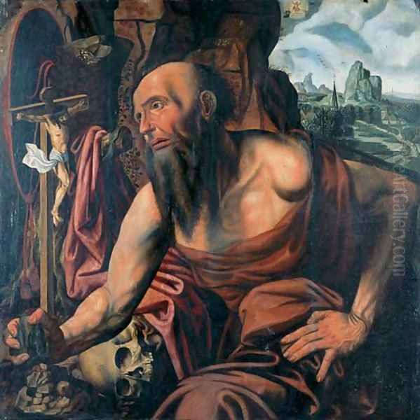 The Penitent Saint Jerome in a cave by Jan Sanders Van Hemessen