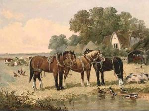 The farm pond by John Frederick Jnr Herring