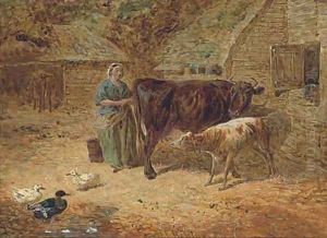 Milking time by John Frederick Jnr Herring