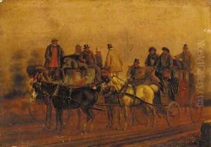 Two coaches on a road by Charles Cooper Henderson
