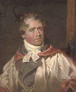 Portrait of Dr Charles Hague (1769-1821), bust-length, in a red and white gown over a grey coat