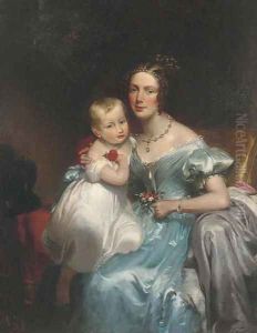Portrait of a mother and child by George Henry Harlow