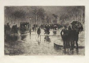 Le Retour Des Artistes, Ou Le 20 Mars Au Palais Des Champs-elysees by Felix-Hilaire Buhot
