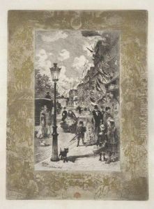 La Fete Nationale Au Boulevard Clichy by Felix-Hilaire Buhot