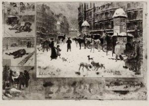L'hiver A Paris Ou La Neigea Paris by Felix-Hilaire Buhot