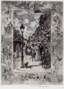 La Fete Nationale Au Boulevard Clichy by Felix-Hilaire Buhot