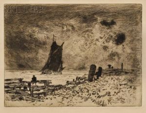 La Petite Marine - Souvenir De Medway by Felix-Hilaire Buhot