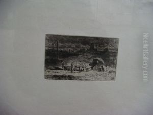 Les Anes De La Butte Aux Cailles by Felix-Hilaire Buhot