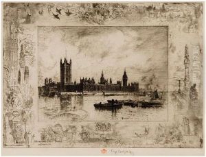Westminster Palace (b/g155) by Felix-Hilaire Buhot