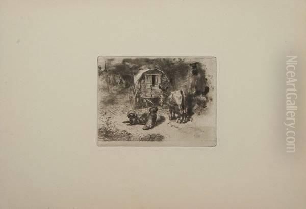 "les Gardiens Du Logis" , , Etching, Roulette - view 1