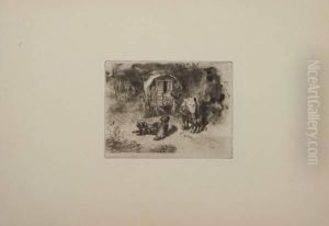 "les Gardiens Du Logis" , , Etching, Roulette "les Gardiens Du Logis" , , Etching, Roulette