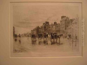 Une Matinee D'hiver Au Quai De L'hotel-dieu by Felix-Hilaire Buhot