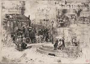 A La Place Pigalle by Felix-Hilaire Buhot
