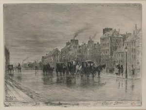 Matinee D'hiver Au Quai De L'hotel-dian by Felix-Hilaire Buhot